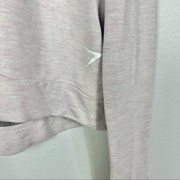 Gymshark Light Marled Pink Crewneck Long Sleeve Cropped Pullover S - Picture 4 of 7